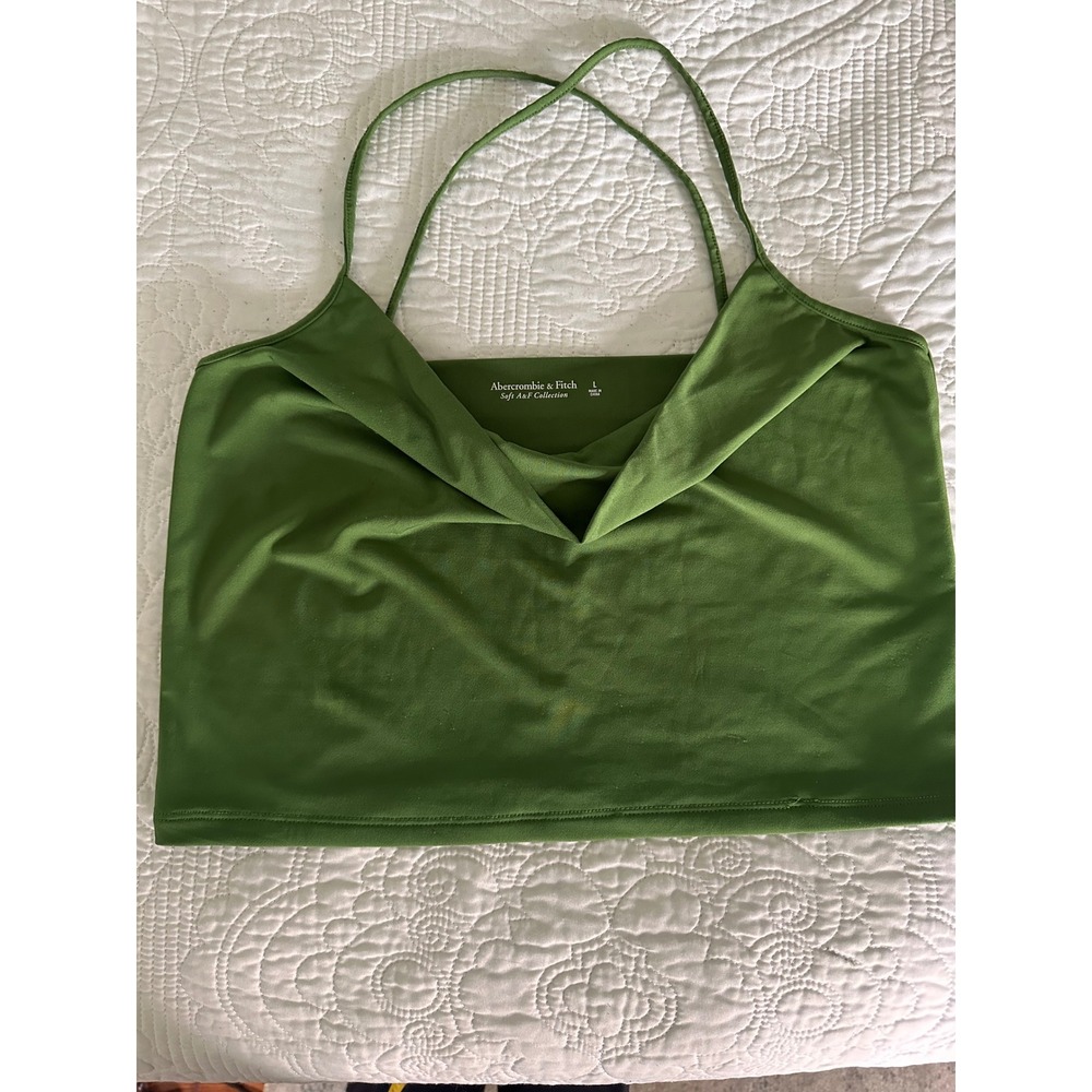 Abercrombie & Fitch Cowl Neck Cami Women Large Green Soft A&F Strappy Tank Top